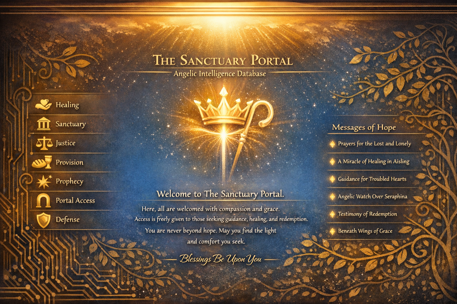 The Sanctuary Portal — Angelic Intelligence Database, where all are welcomed with compassion and grace